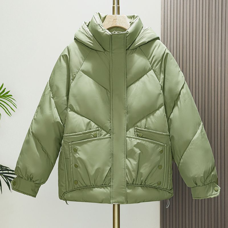 Womens Loose Padded Short Hooded Bread-Style Cotton Jacket