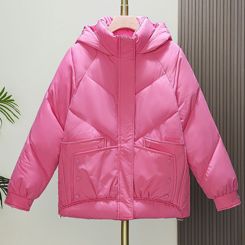 Womens Loose Padded Short Hooded Bread-Style Cotton Jacket