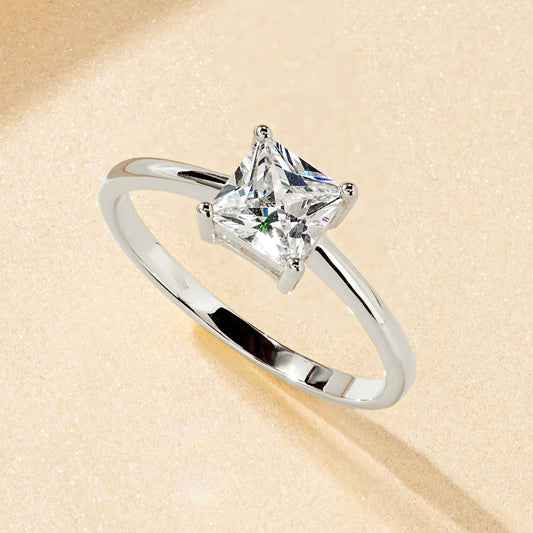 Geometric Square Design Zircon Ring For Women