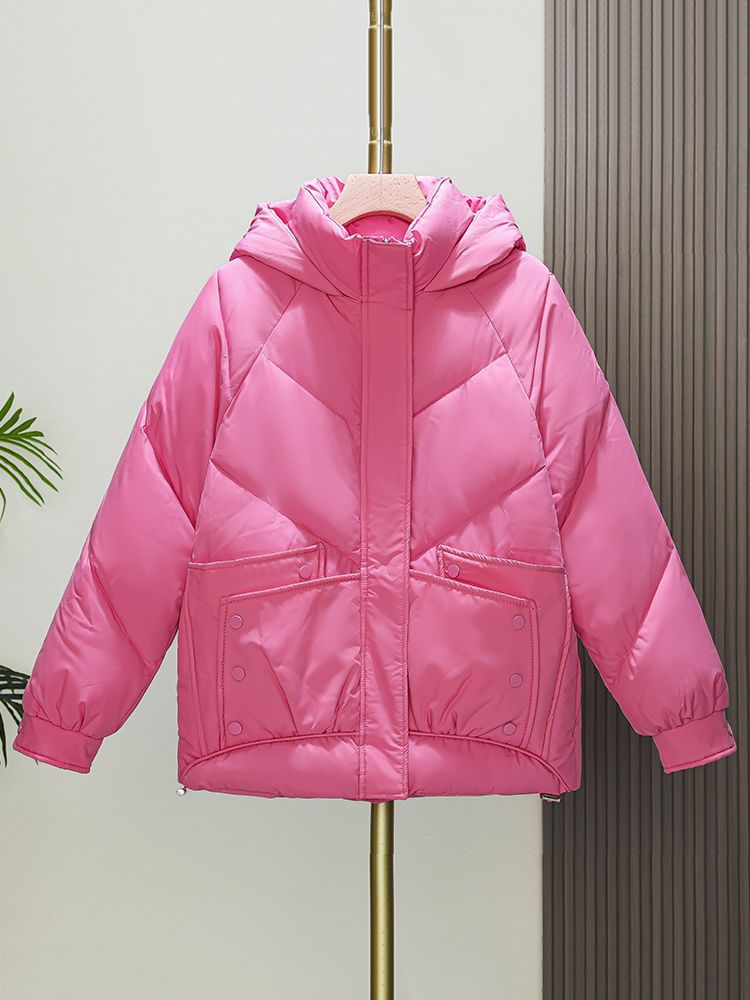 Womens Loose Padded Short Hooded Bread-Style Cotton Jacket