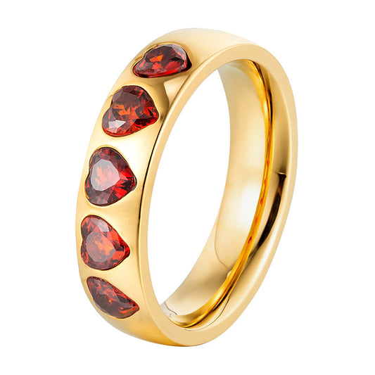 Retro Heart-shaped Zircon Ring For Women A Niche Style