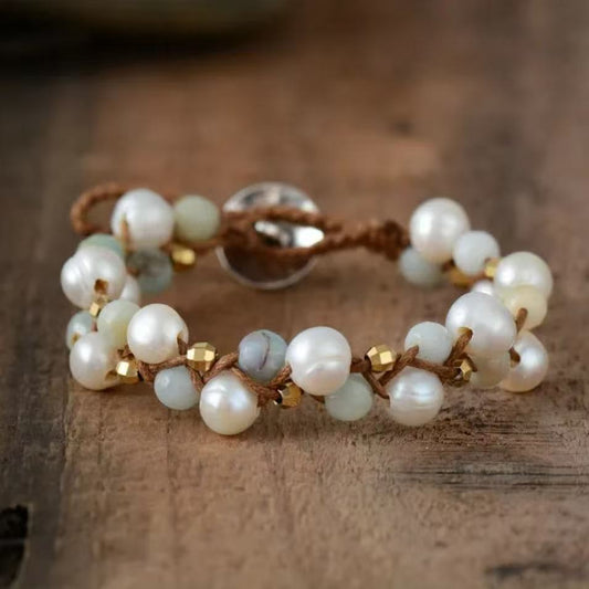 Natural Freshwater Pearl Hand-Woven Adjustable Bracelet