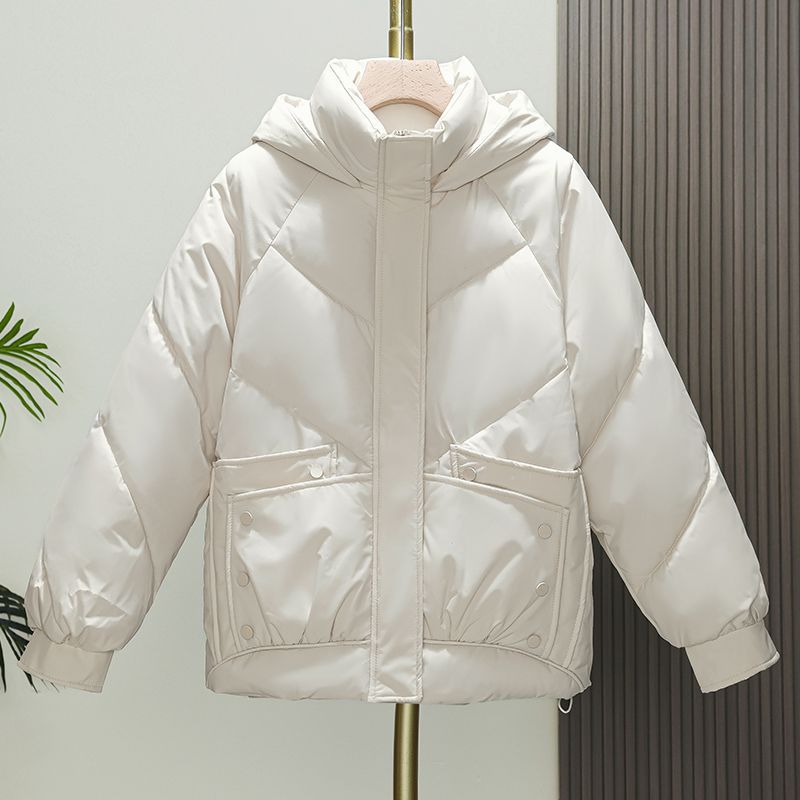 Womens Loose Padded Short Hooded Bread-Style Cotton Jacket