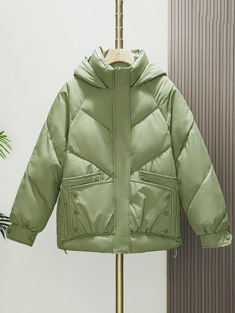 Womens Loose Padded Short Hooded Bread-Style Cotton Jacket